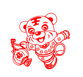 虎年剪纸卡通老虎
