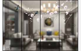 高清分层透明底推拉门彩釉打印图