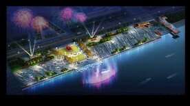 滨水公园广场夜景