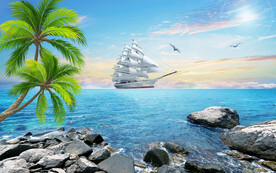 蓝天白云大海背景墙