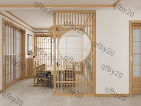 北欧新中式实木屏风