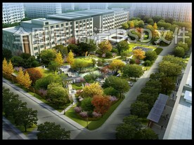 公园组团绿化航拍鸟瞰