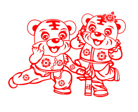 虎年窗花剪纸