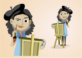 人物绘画矢量插画