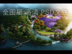 山间花海溪流航拍