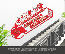 永远跟党走楼梯文化墙
