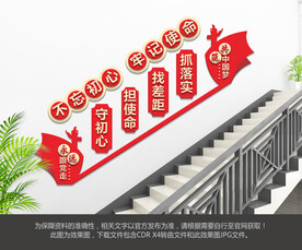 不忘初心牢记使命楼梯文化墙
