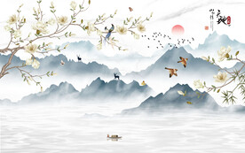 新中式山水背景