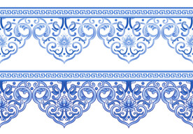 二方连续青花瓷纹样