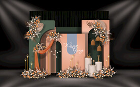 橙色系婚礼迎宾区