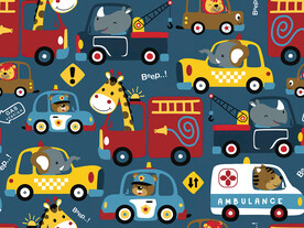 卡通动物交通工具图案