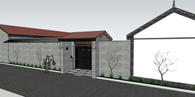 名人故居传统农家院落黑漆大门