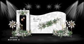 白绿色婚礼舞台背景