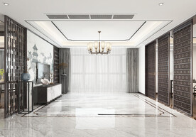 新中式客厅3D场景家具空景