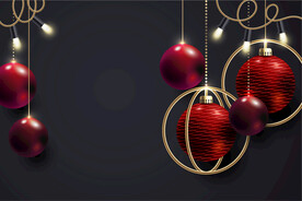 圣诞节饰品深灰背景