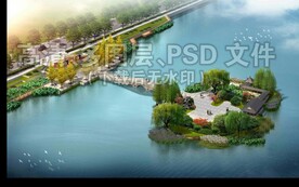 湖心岛廊桥鸟瞰航拍