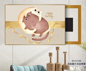 可爱猫咪轻奢小鱼电表箱装饰