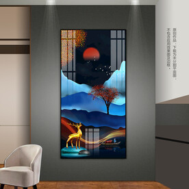 抽象山水石来运转客厅玄关装饰画