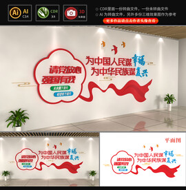 请党放心强国有我文化墙