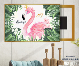 北欧简约火烈鸟电表箱装饰画