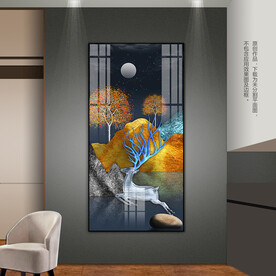 轻奢风山水客厅玄关装饰画晶瓷画