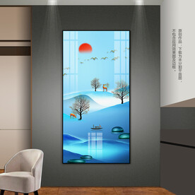 蓝色现代玄关装饰画客厅卧室挂画