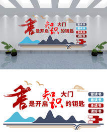 大气阅览室读书文化墙设计