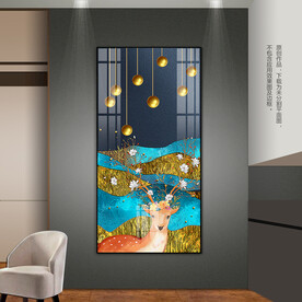 发财鹿客厅卧室玄关装饰画挂画