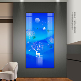 蓝色现代抽象客厅玄关装饰画挂画