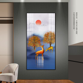 客厅卧室玄关装饰画晶瓷画山水画