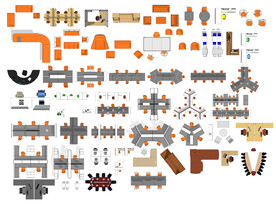 办公平面图块高清彩平素材PSD