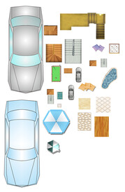 汽车平面图块高清彩平素材PSD
