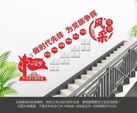 党员风采楼梯文化墙