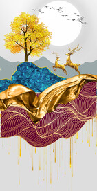 装饰画 晶瓷画 麋鹿