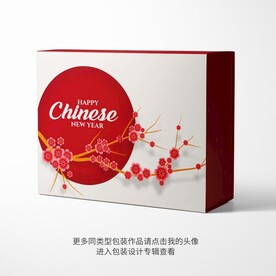 新年礼品盒包装设计带层平面图