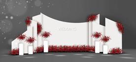 红白色婚礼迎宾区