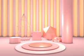 粉色模型电商海报背景