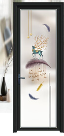 高清分层透明底平开门玻璃打印图