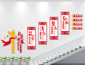 政法队伍教育整顿楼梯文化墙展板