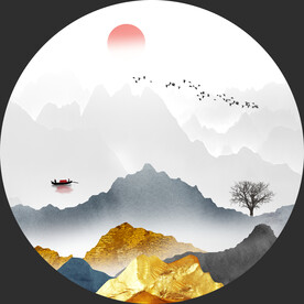 圆形山水画