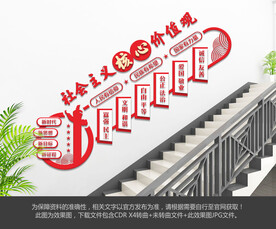 社会主义核心价值观楼梯文化墙