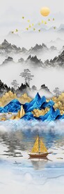 别墅山水玄关画