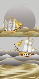 装饰画 晶瓷画 帆船