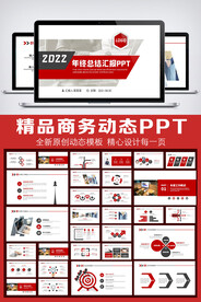 红色商务年终总结汇报PPT模板