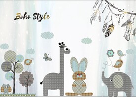 卡通 树鹿 动物 森林 树木 