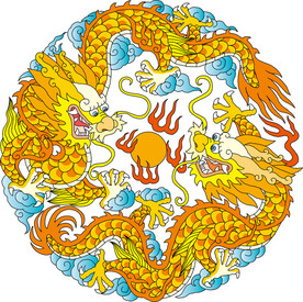彩色龙 双龙 传统纹饰