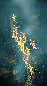 装饰画 晶瓷画 金鱼