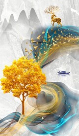 抽象麋鹿发财树玄关