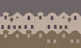 卡通全屋建筑房子窗户气球