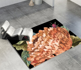 时尚花卉轻奢客厅卧室地毯地垫